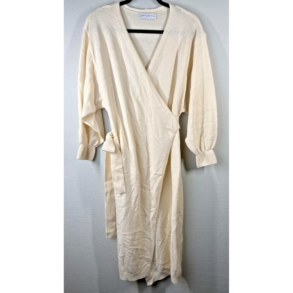 Petal & Pup Cardigan Sweater Womens Small Medium Cream Belted Wrap Robe Style‎